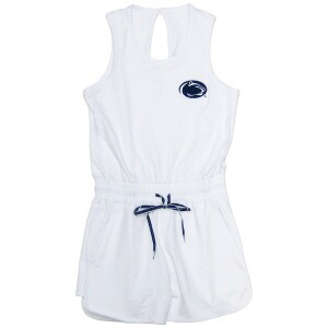 women's white elevation romper with Penn State Athletic Logo